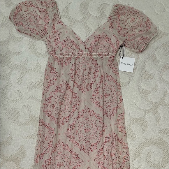 Spring + Mercer Maxi Short Sleeve Floral Print Dress Sz. M NWT - Picture 8 of 13